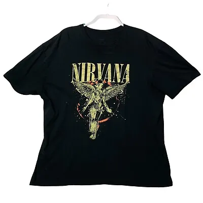 Nirvana In Utero Black Adult 2XL Vintage T-Shirt Kurt Cobain All Apologizes Dumb • $25.46