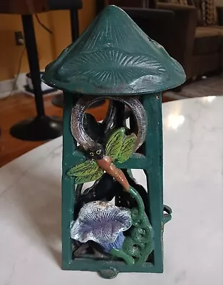 Antique Very Rare Art Nouveau Japanese Dragonfly Orchid Cast Iron Garden Lantern • $125