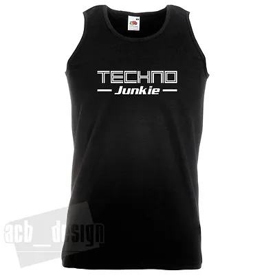 Techno Junkie VEST Electronic Dance Rave Music Festival FOTL Fitted • £10.99