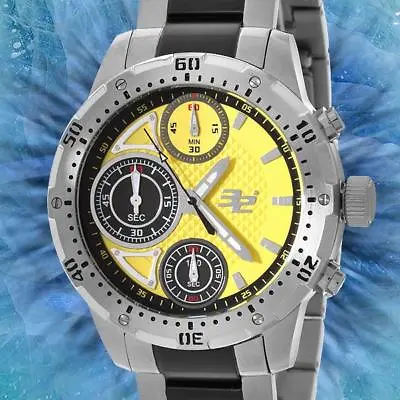 Brand New 32 Degrees Chronograph Yellow Pattern Dial W Two Tone SS Link NWT HM • $156.39