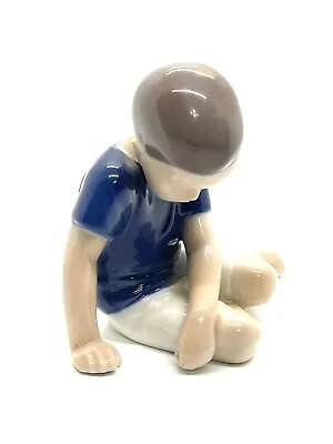 B&G Vintage Bing & Grondahl Figurine Boy Sitting 1671 Copenhagen Porcelain 3.75  • $31.96