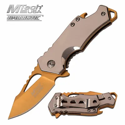 MTech Ballistic Spring Assisted GOLD Blade Small Knife W/ Bottle Opener • $12.99