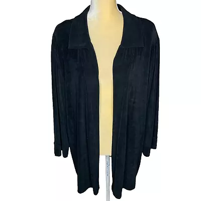 Vikki Vi Woman Black Jacket Top Slink Travelers Blouse With Collar Size 2X  • $42.95