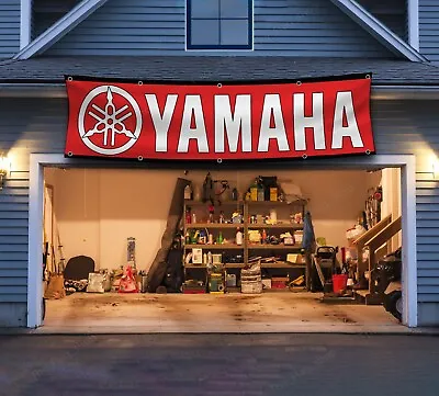 Yamaha Racing 2x8Ft Motorcycle Banner Garage Man Cave Flag Wall Decor Sign • $17.95