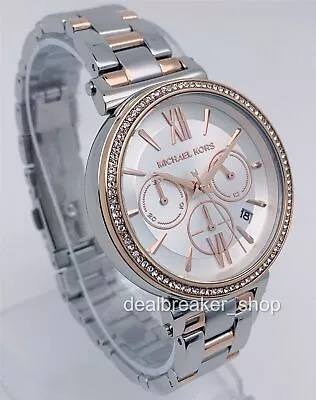 Michael Kors Sofie MK6558 Silver & Rose Gold Two Tone Crystal Ladies Wrist Watch • £113.46