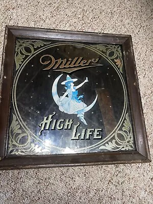 Miller High Life Beer Wood Framed Mirror Sign 18” X 18” • $39.99