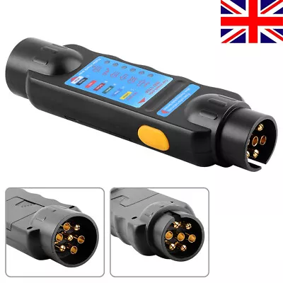 7Pin Trailer Socket Tester Electrical Tow Bar Wiring Circuit Light Test Tool UK • £7.99