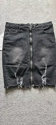 Denim Zip Front Mini Skirt 8/10 BNWT Gothic • £0.99