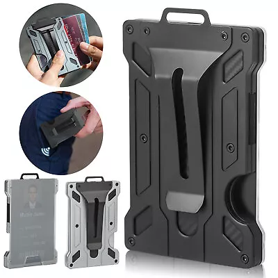 Men's Aluminum RFID Blocking Money Clip Slim Credit  ID Card Holder Metal Wallet • $14.98