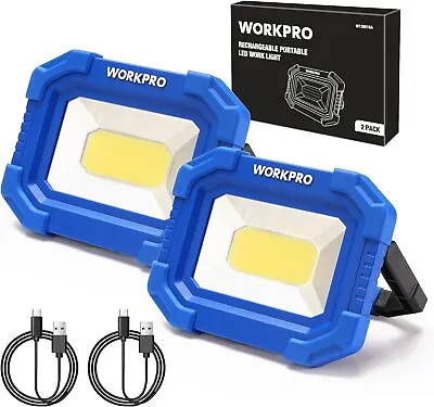 WORKPRO 2Pack Rechargeable 2000LM LED Work Light Magnetic Super Bright Worklight • $35.99