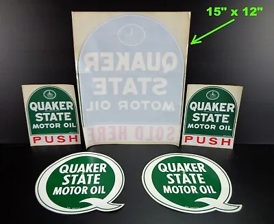 $49 • Buy Vintage QUAKER STATE OIL - Sticker Set - TOMBSTONE Not Porcelain Signs