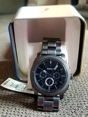 Fossil Machine Chronograph Smoke Stainless Steel Watch Fs4662 Never Worn! • $19.99