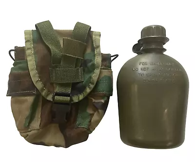 MOLLE II 1QT Canteen/Utility Pouch Woodland Camo  With Canteen • $31.99