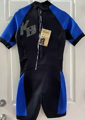 Kidder Mens Shorty Wetsuit Black/blue ~ Medium • $17