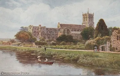 Postcard Vintage Salmon 930 - Christchurch Priory • £2.50