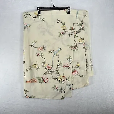 Vintage Springmaid Flat Sheet Queen Ivory Floral Birds Butterfly Cotton Blend • $21.60