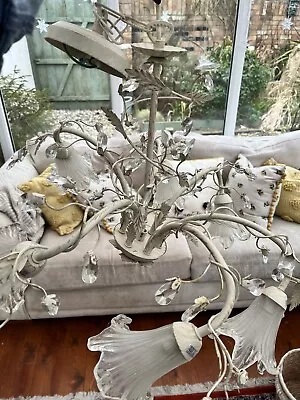 £50 • Buy Laura Ashley 6 Arm Antique Chandelier Style Ceiling Light With Crystal Droplets