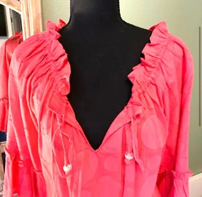 Pink Boho Tiered Dress With Ruffles Bell Sleeves Mini Dress Medium Mud Pie • $17.99