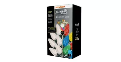 SYLVANIA Stay-Lit LED 3 Function Color Change Warm White To Multi 35Ct C9 Green • $35.91