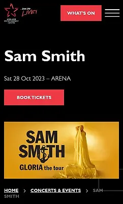 Sam Smith Tickets Adelaide Gloria Tour X3 Tickets $110 Each • $330