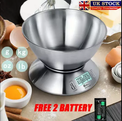5kg Electronic Digital Stainless Steel Mixing Bowl Food Kitchen Scales • £17.49