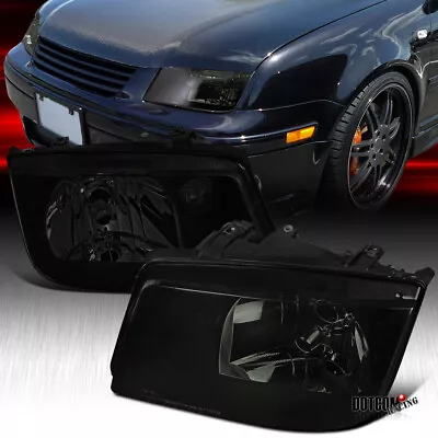 Fit 1999-2005 VW Jetta MK4 Black Smoke Tinted Headlights W/o Built-in Fog Lamps • $76.99