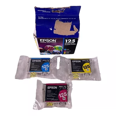 Epson 125 Cyan Magenta Yellow Ink Tri-Color Sealed Cartridges Exp 8/2020 • $16.99