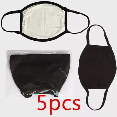 Black Cotton Unisex Anti-Fog Washable Face Masks Anti-Dust Face Mouth Cover 5pcs • $9.90