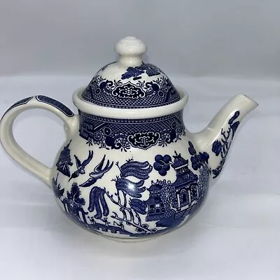 Vintage Churchill Staffordshire England Georgian Blue Willow China Teapot  • $78.95