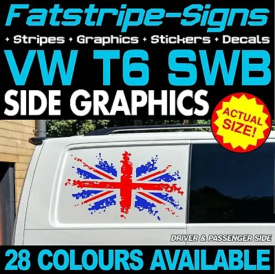 To Fit VW T6 SWB UNION JACK FLAG UK GB STICKERS GRAPHICS DECALS CAMPER VAN • £54.99