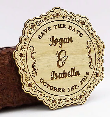 20 Custom Engraved Wooden Magnet Rustic Wedding Save The Date Wooden-z6q • $81.39