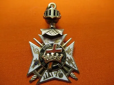 14k Masonic Knights Helmet Jewel Gold Fob Enamel Signo Cross! • $369