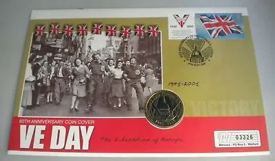 1945-2005 60th Anniversary Ve Day Bunc £2 Coin Cover Pncstampspostmark & Info • £34.99