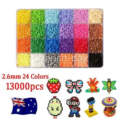 13000x For Hama Beads Kit Kids Fun DIY Craft 2.6mm 24 Colours Set Gift Toys • $18.95