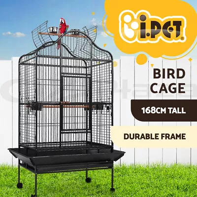 I.Pet Bird Cage Large Cages Aviary Parrot Pet Cage Toys Stand Budgie Wheel 168CM • $206.95