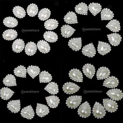 £5.66 • Buy 10 Crystal Diamante Pearl Faceted Silver BUTTONS 20mm X 25mm