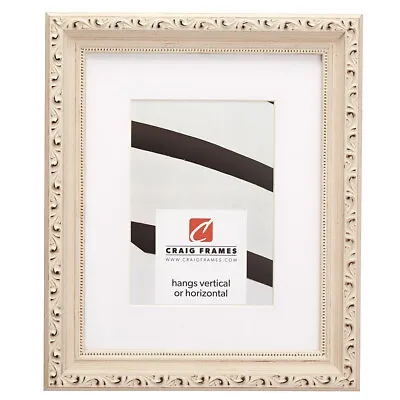 Craig Frames Ancien Ornate 1.25  Wide Antique White Picture Frame With A Mat • $36.99