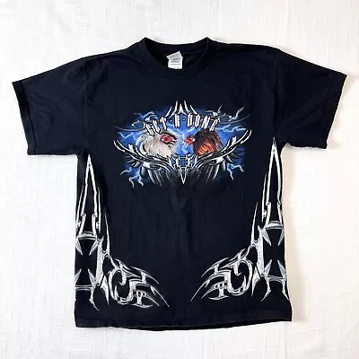 Y2K Johnnys Tribal Chickens T Shirt L Vtg Black Biker Grunge Skater Cyber Goth • $28.99