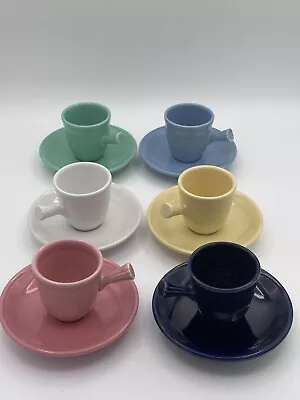 Lot Of 6 Vintage Fiesta Demitasse Stick Handle Cup And Saucer  Various Colors • $180