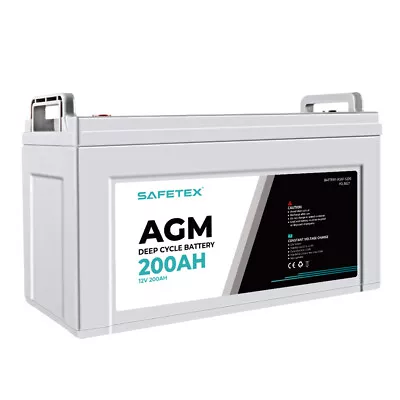 Safetex 12V 200Ah AGM Deep Cycle Lead Acid SLA Battery Solar Caravan Camping • $369.99