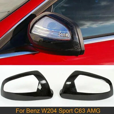 2pcs Real Carbon Fiber Mirror Cover For BENZ W204 C-CLASS C63 C300 C350 06-2009 • $80.67