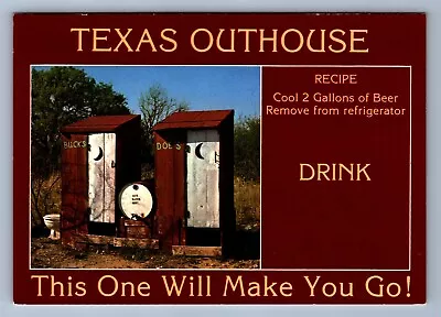 Postcard Vtg Humor Funny Texas Outhouse Beer Recipe 4x6 • $2