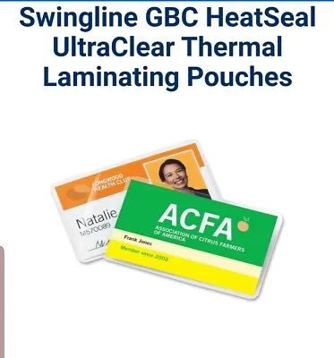 GBC HeatSeal UltraClear Thermal Laminating Pouches Badge/ID Card Size 5 Mil • $10