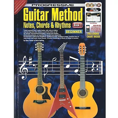 How To Play Guitar Electric Or Acoustic Beginner Tutor Book With CD & DVDs - F2* • £14.25