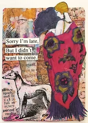 Mixed Media Collage Art Card ACEO ATC 1920s McCall's Snarky FLAPPER Didn't Want  • $9.99