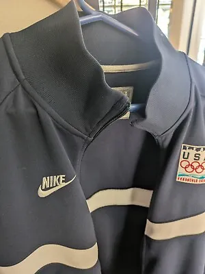 NIKE Team USA Vancouver 2010 Olympics Navy Blue Zip Up Track JACKET 2XL • $49.99