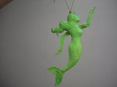 Nautical Marine Tropical Glitter Green Metal Mermaid Hanging XMas Ornament NWT • $4.99