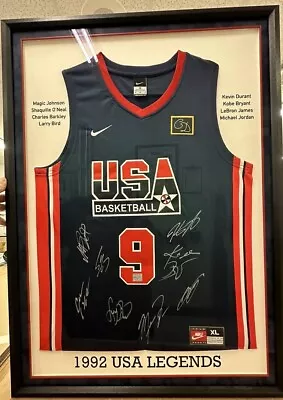 1992 USA Legends Autographed Michael Jordan Jersey COA Larry Bird Signed Framed • $18000