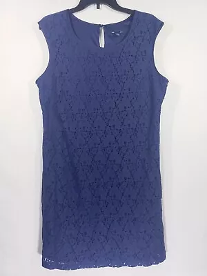 Women's Gap Dress Size 14 Blue Lace Floral Sleeveless • $22.94