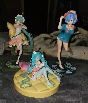 Lot Of 3 Figurines Re Zero Rem And Vocaloid Hatsune Miku  • $60
